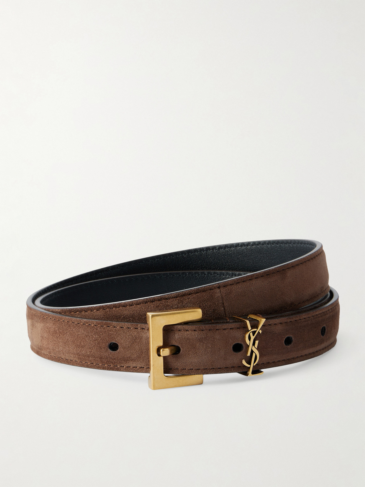 SAINT LAURENT - Cassandre Suede Belt - Brown
