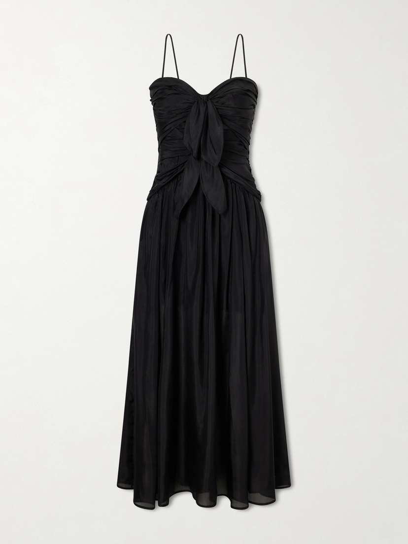 Zimmermann Aster Cutout Gathered Silk-chiffon Midi Dress