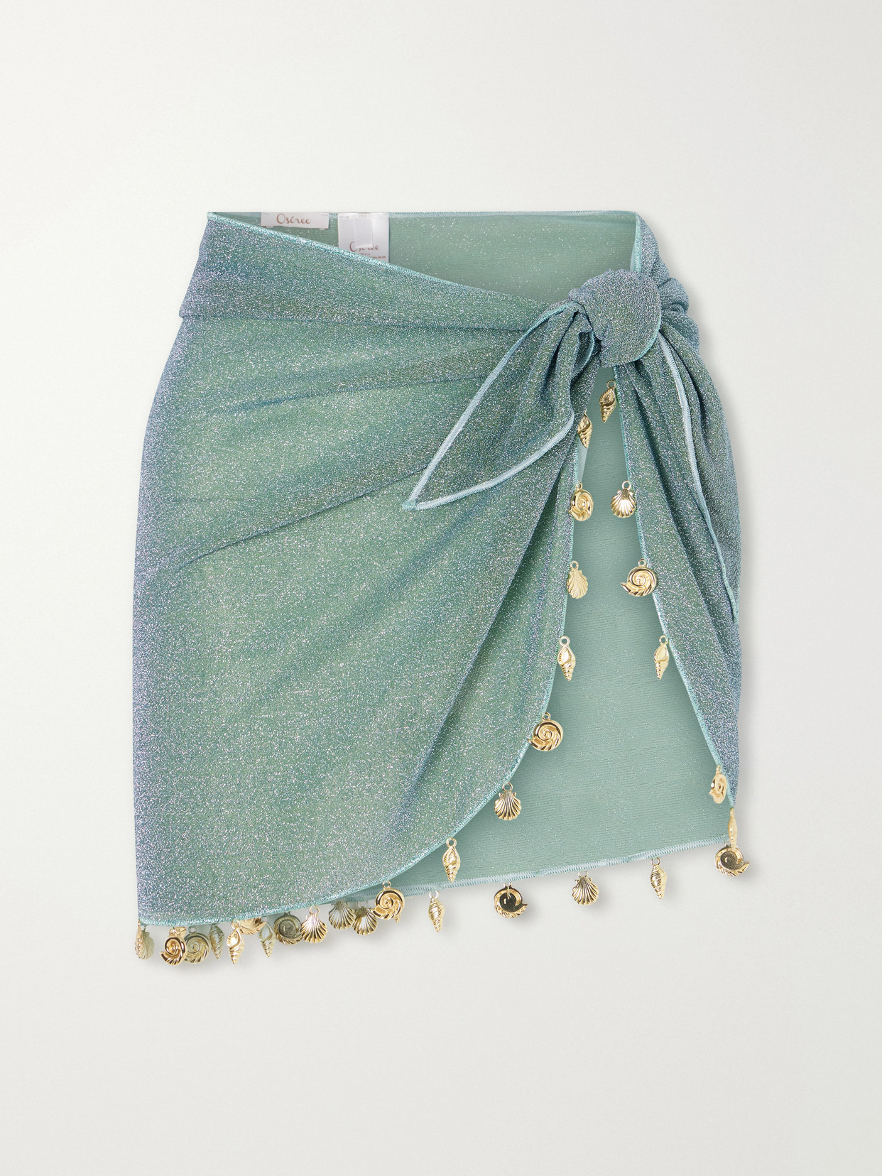 Oseree Lumière Embellished Lurex Pareo In Green