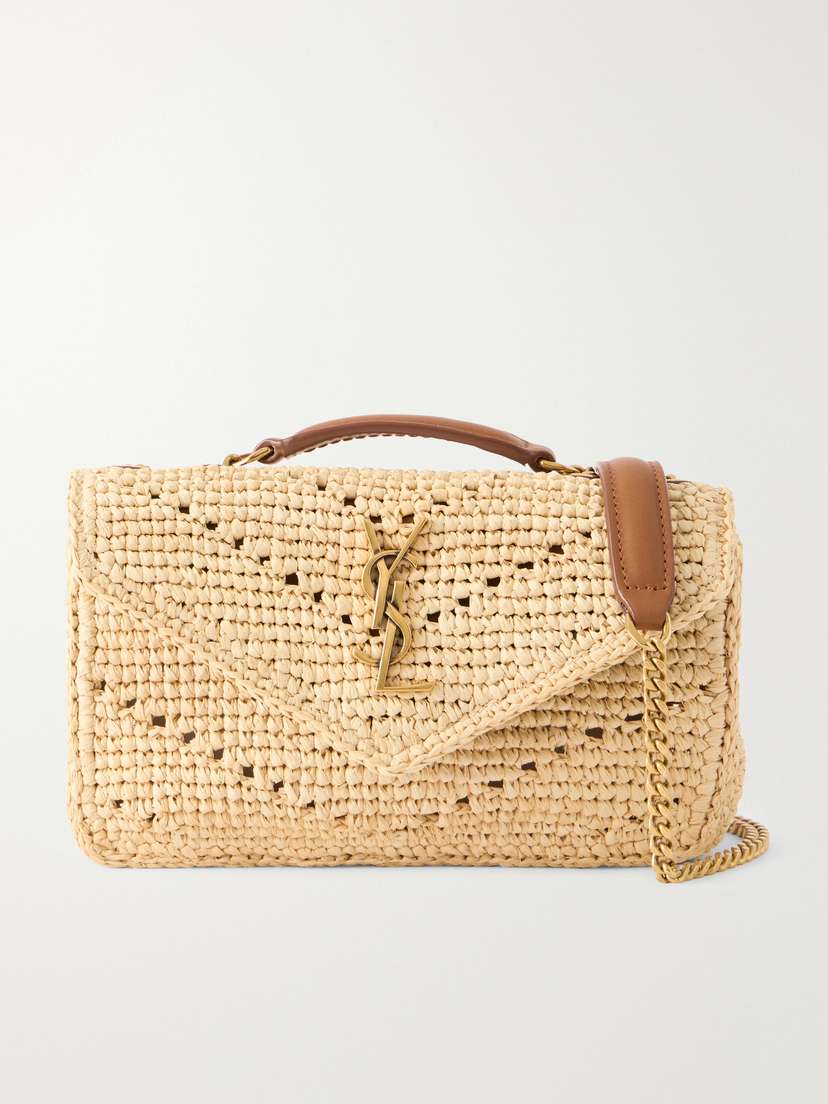 Loulou Mini Leather-trimmed Raffia Shoulder Bag