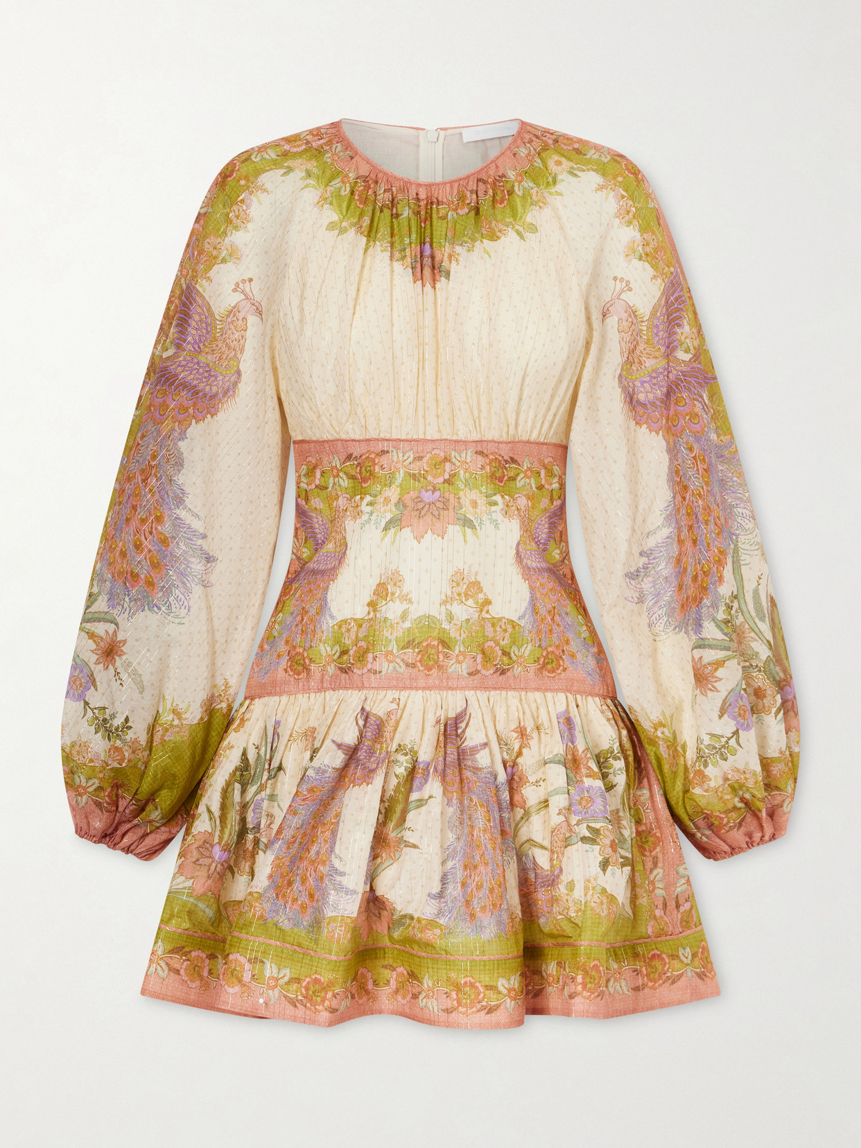Zimmermann Womens Chartreuse Scarf Floral Indra Floral-print Cotton And Silk-blend Mini Dress Xxs In Multi
