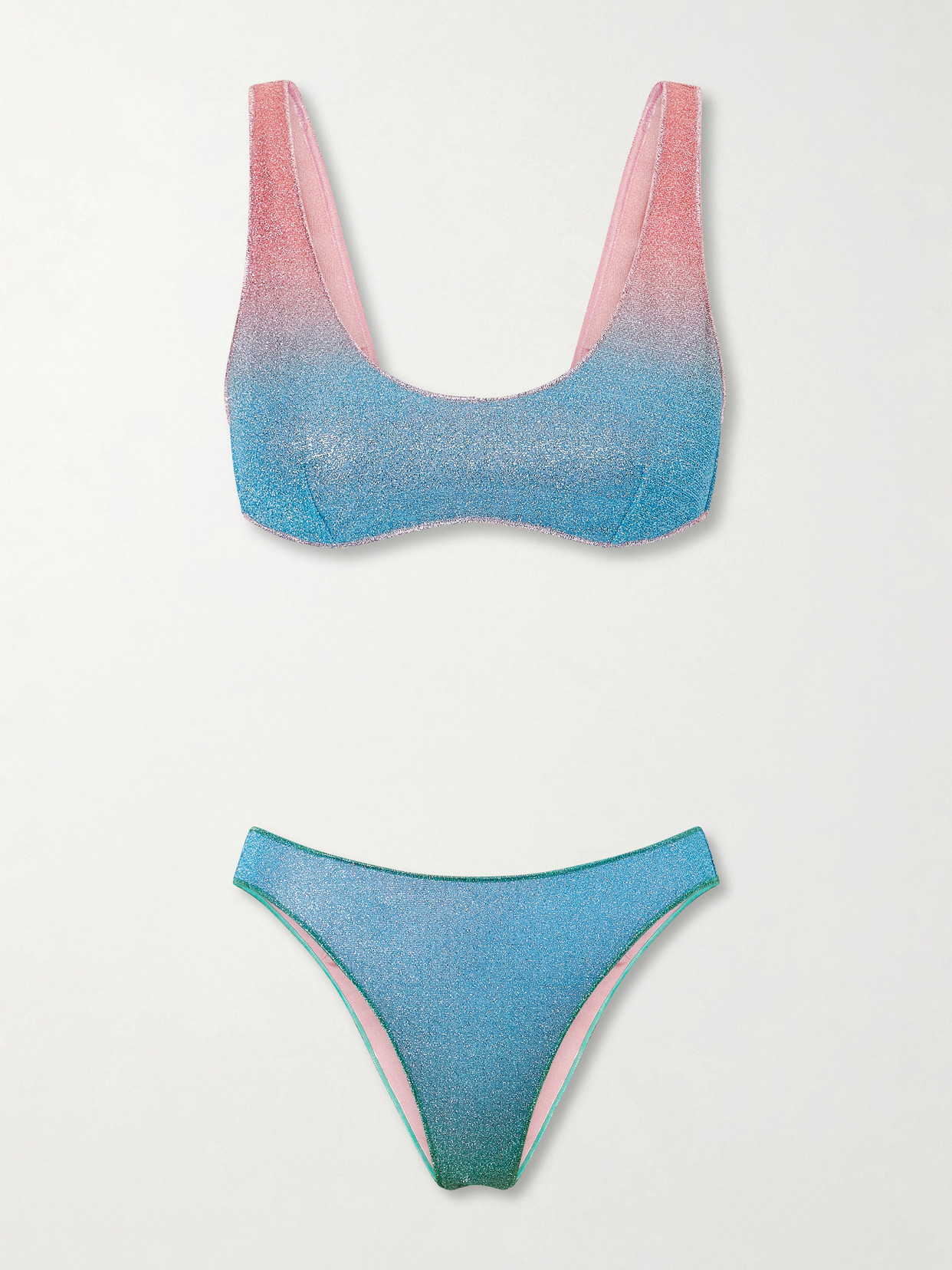 Oseree Lumière Metallic Lurex Bikini In Blue