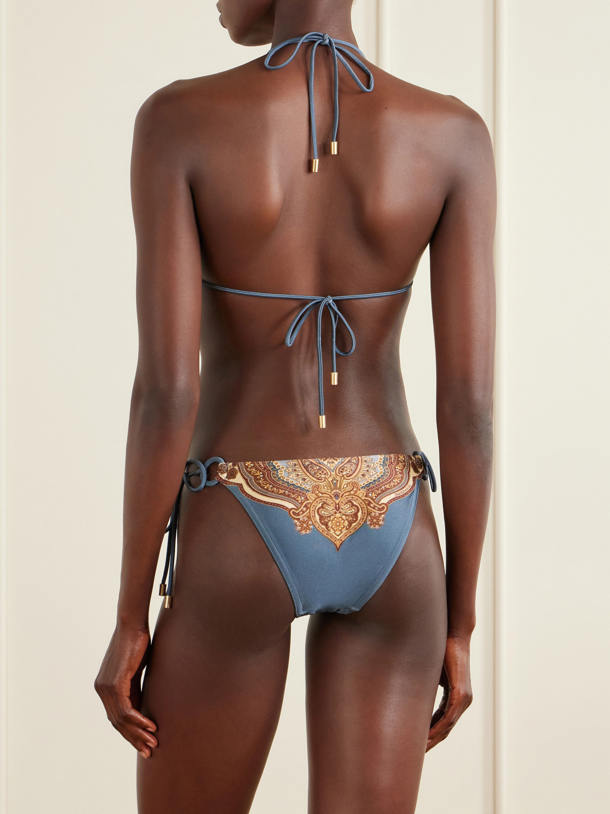Zimmermann Mahon Paisley Triangle Bikini Tie Side In Brown