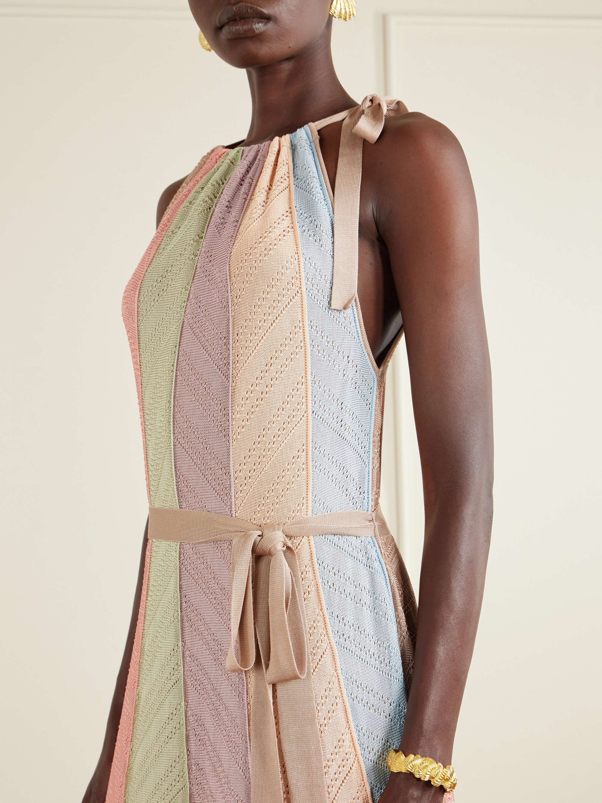 zimmermann spliced mesh midi dress ZIMMERMANN Mahon splice halter mesh midi dress