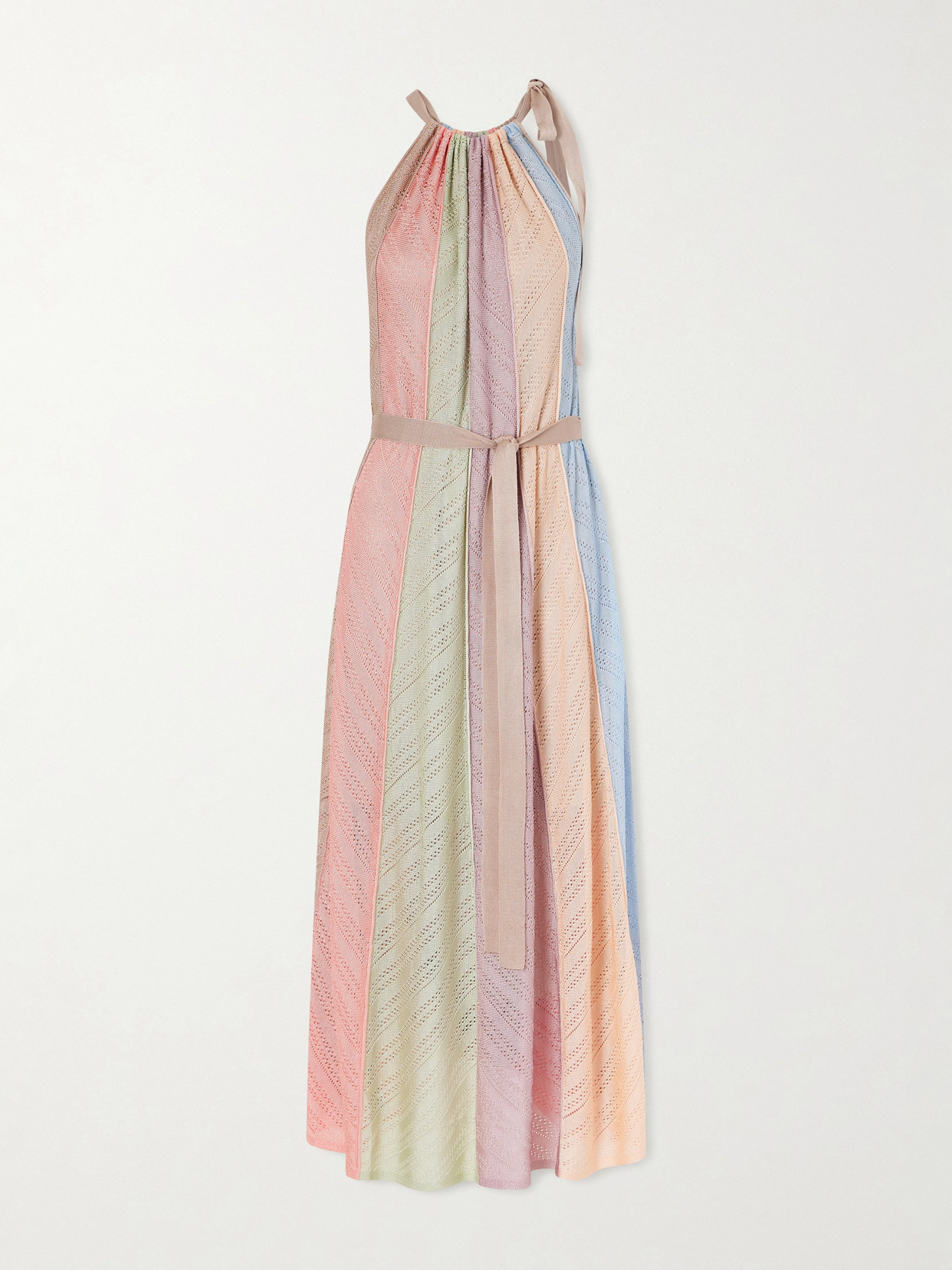 Zimmermann Mahon Splice Halter Mesh Midi Dress In Multi