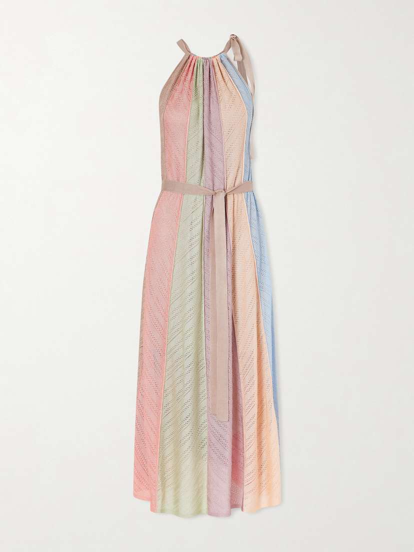 Zimmermann Mahon Splice Halter Mesh Midi Dress