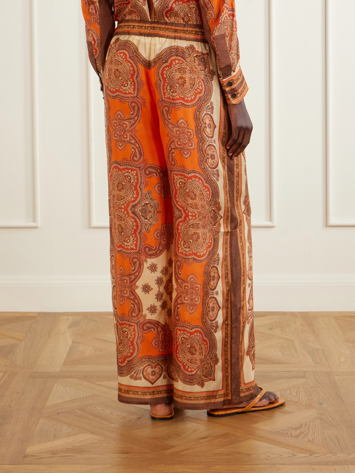 Zimmermann Womens Tangerine Paisley Mahon Relaxed Silk Trousers In Multi
