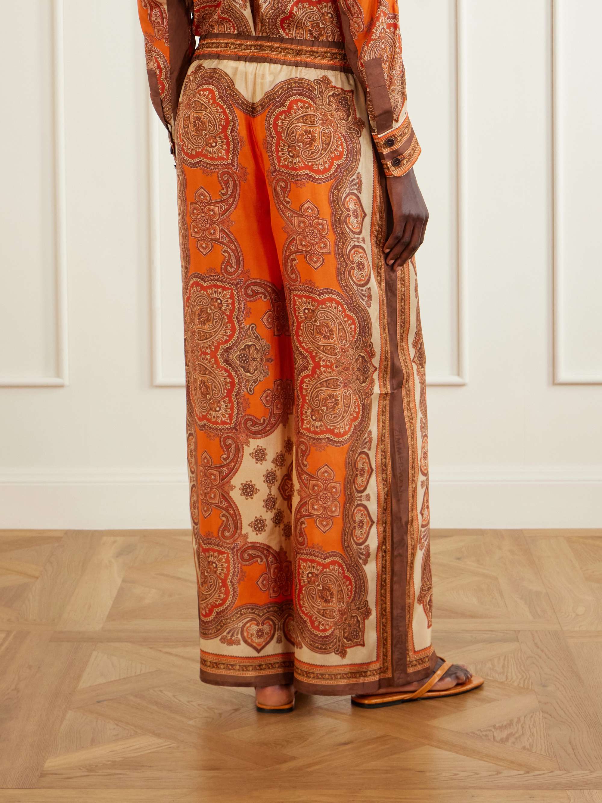 ZIMMERMANN Mahon printed silk-satin wide-leg pants | NET-A-PORTER