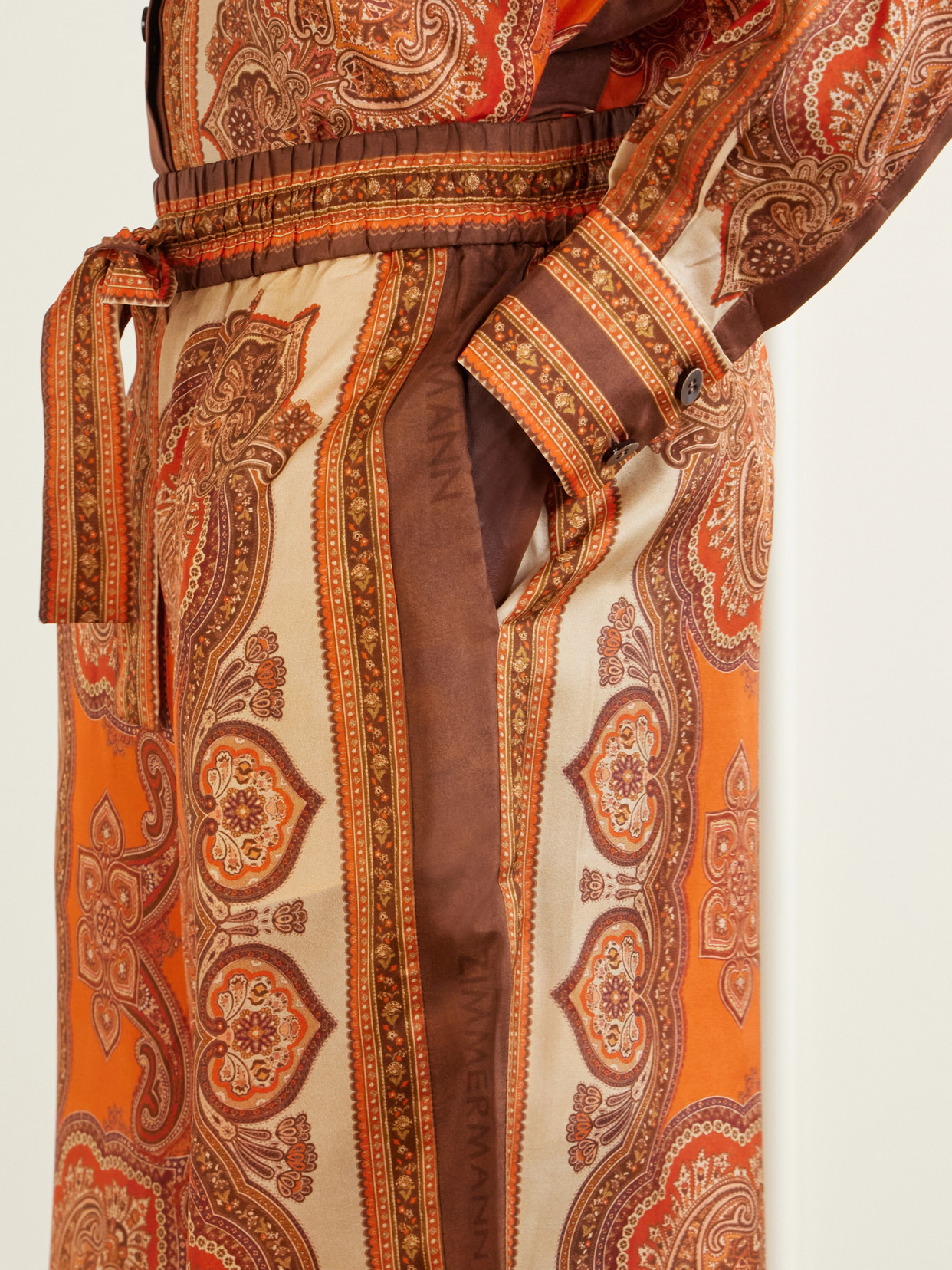 Zimmermann Womens Tangerine Paisley Mahon Relaxed Silk Trousers In Multi