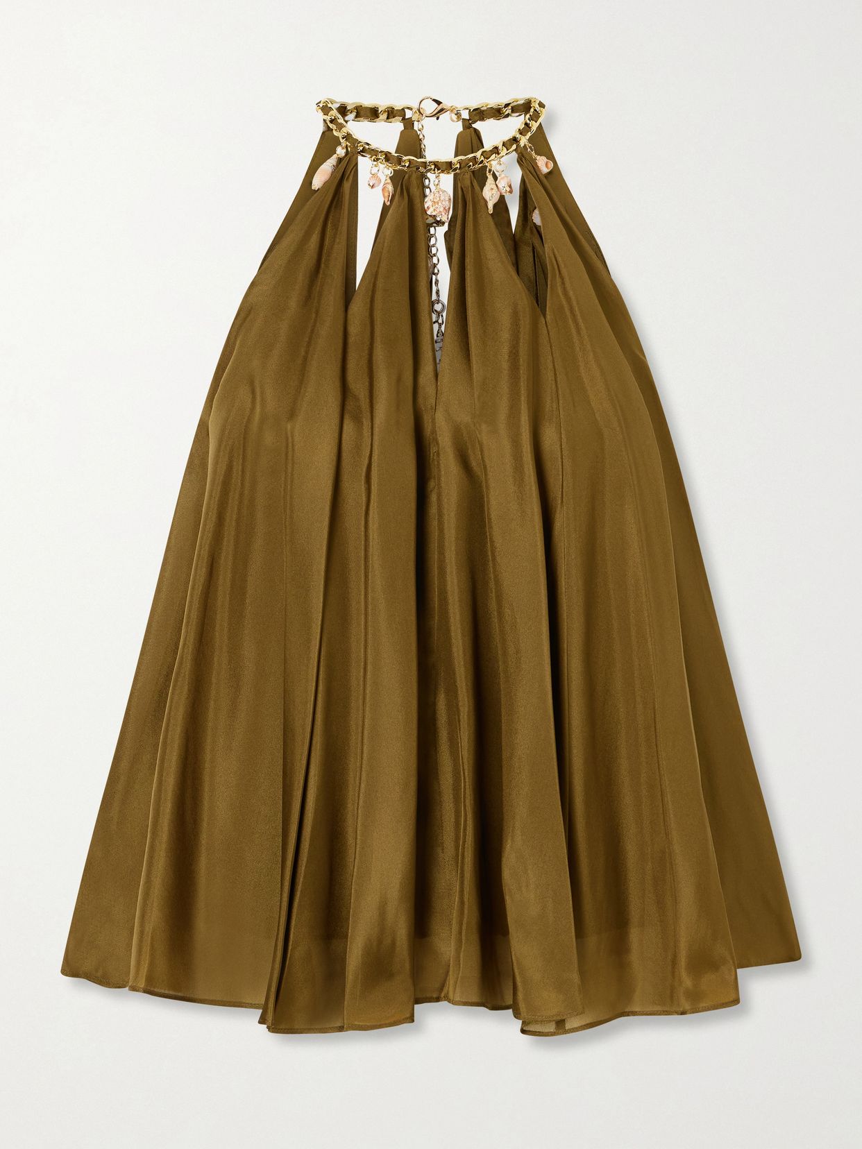mahon embellished gathered silk satin blouse