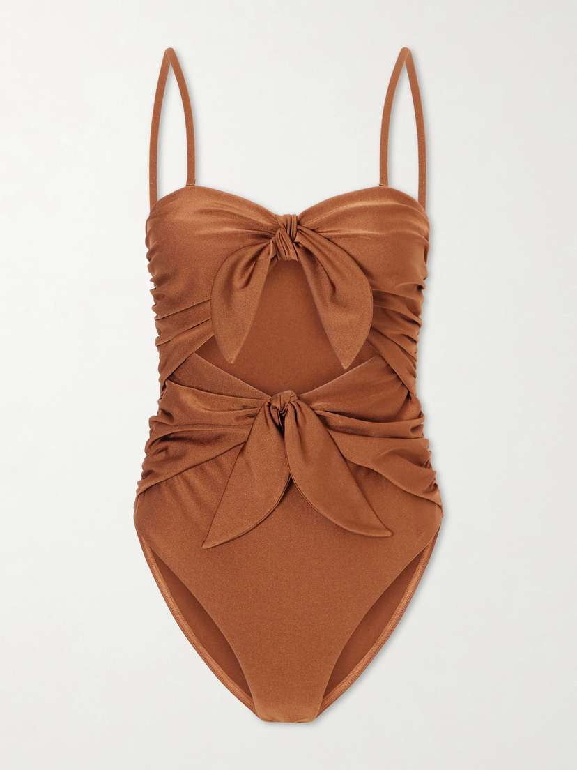 Zimmermann Aster Knot-detailed Gathered Swimsuit