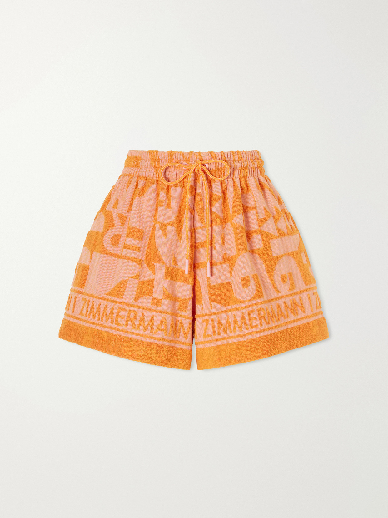 Zimmermann Solstice Jacquard-knit Cotton-terry Shorts In Orange