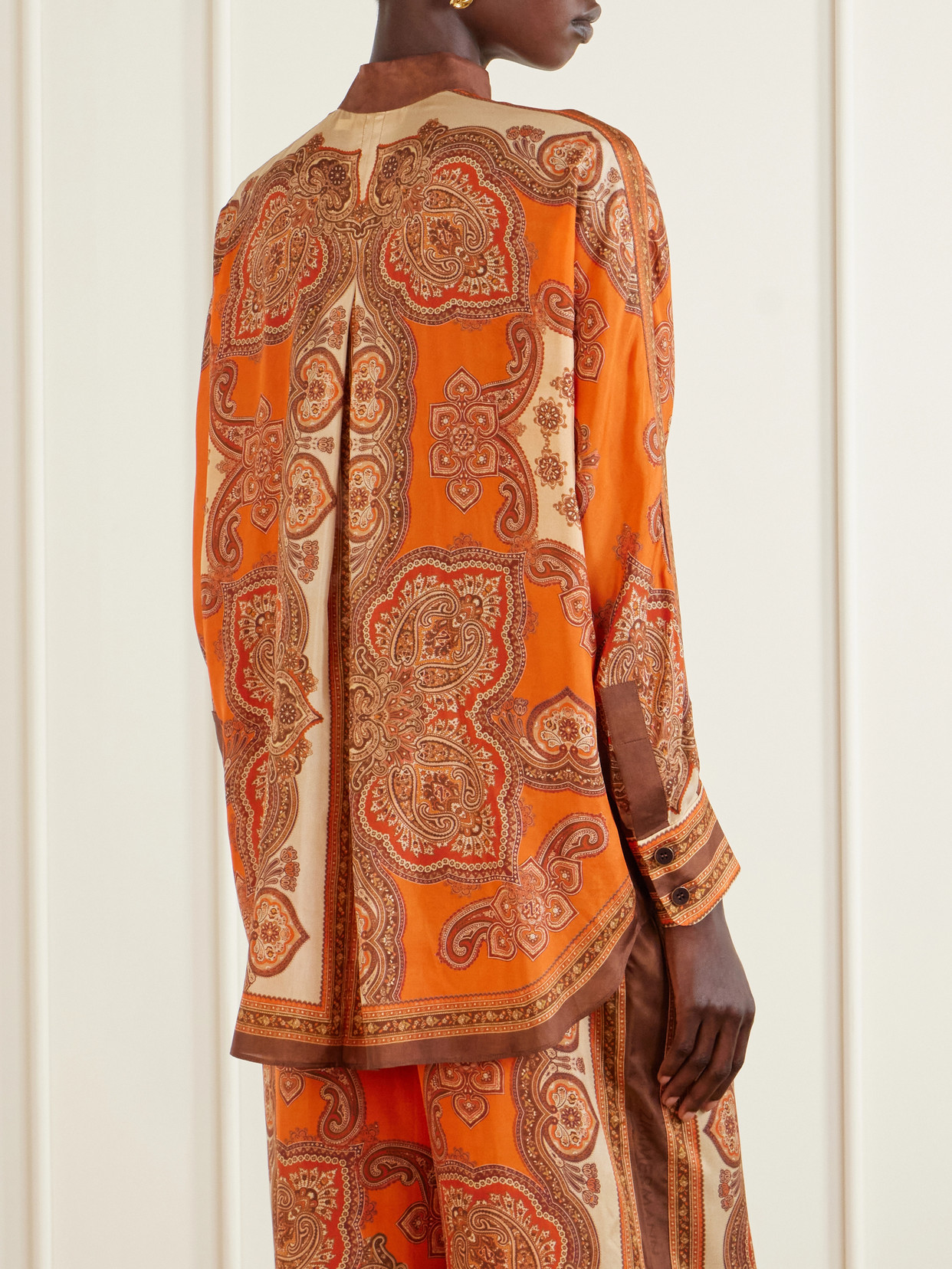 Zimmermann Tangerine Paisley-print Silk Habotai Mahon Dolman Shirt In Multi