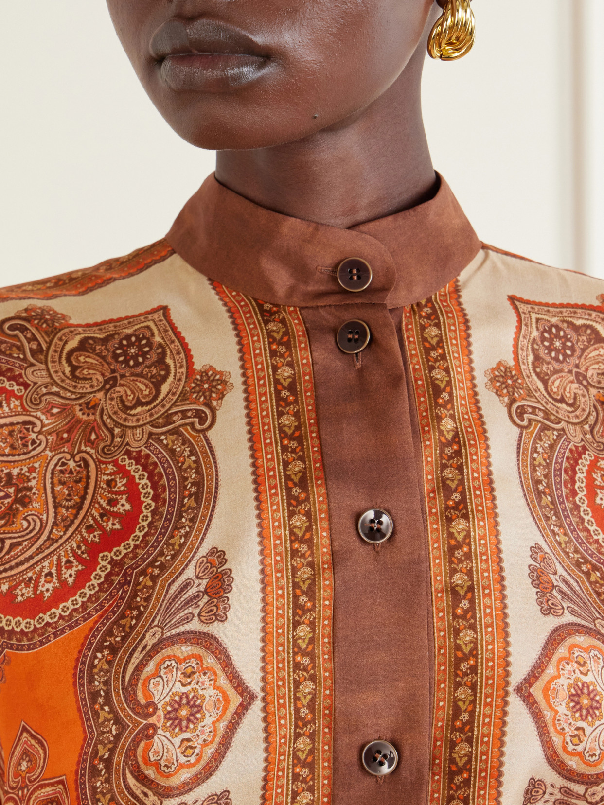 Zimmermann Tangerine Paisley-print Silk Habotai Mahon Dolman Shirt In Multi