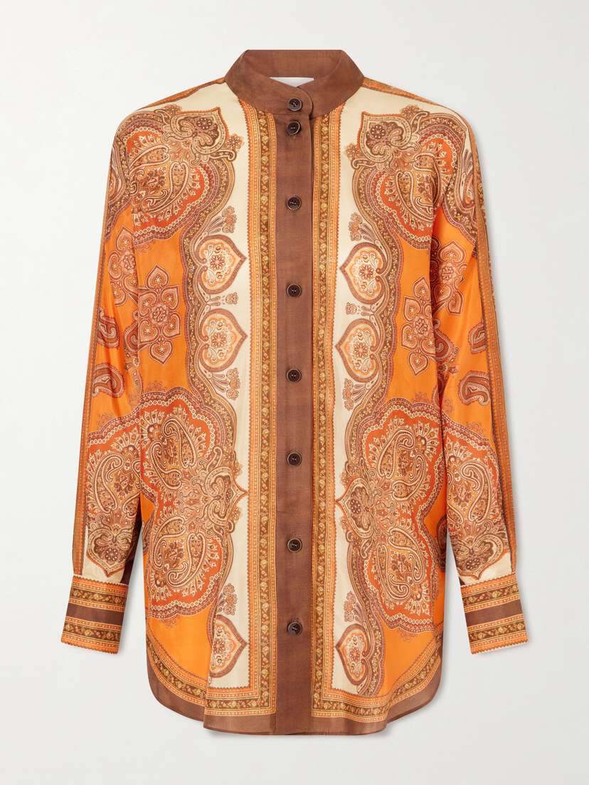 Zimmermann Mahon Dolman Printed Silk-satin Shirt