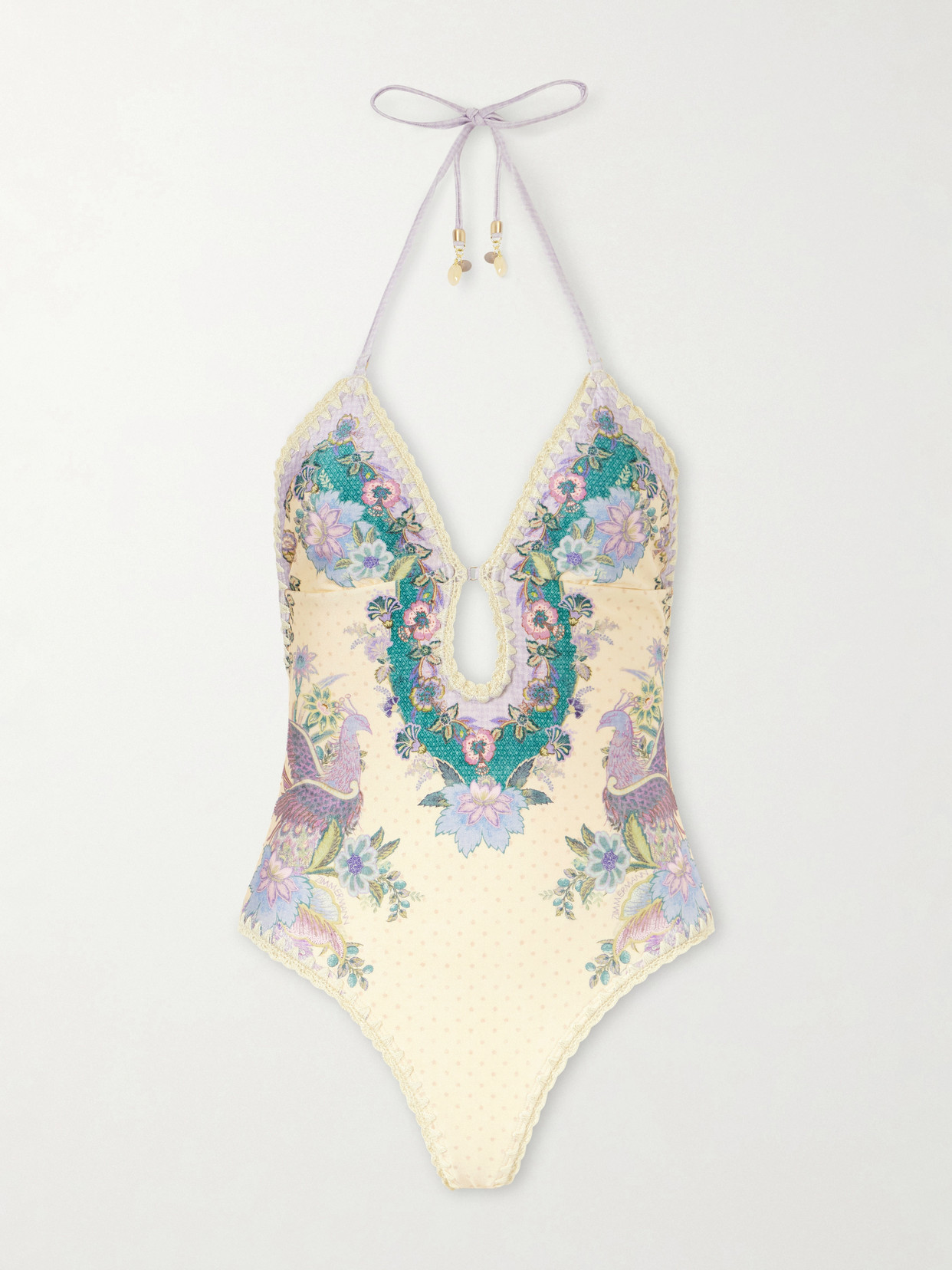Zimmermann Womens Cream Scarf Floral Indra Crochet-detail One-piece Swimsuit In Multi