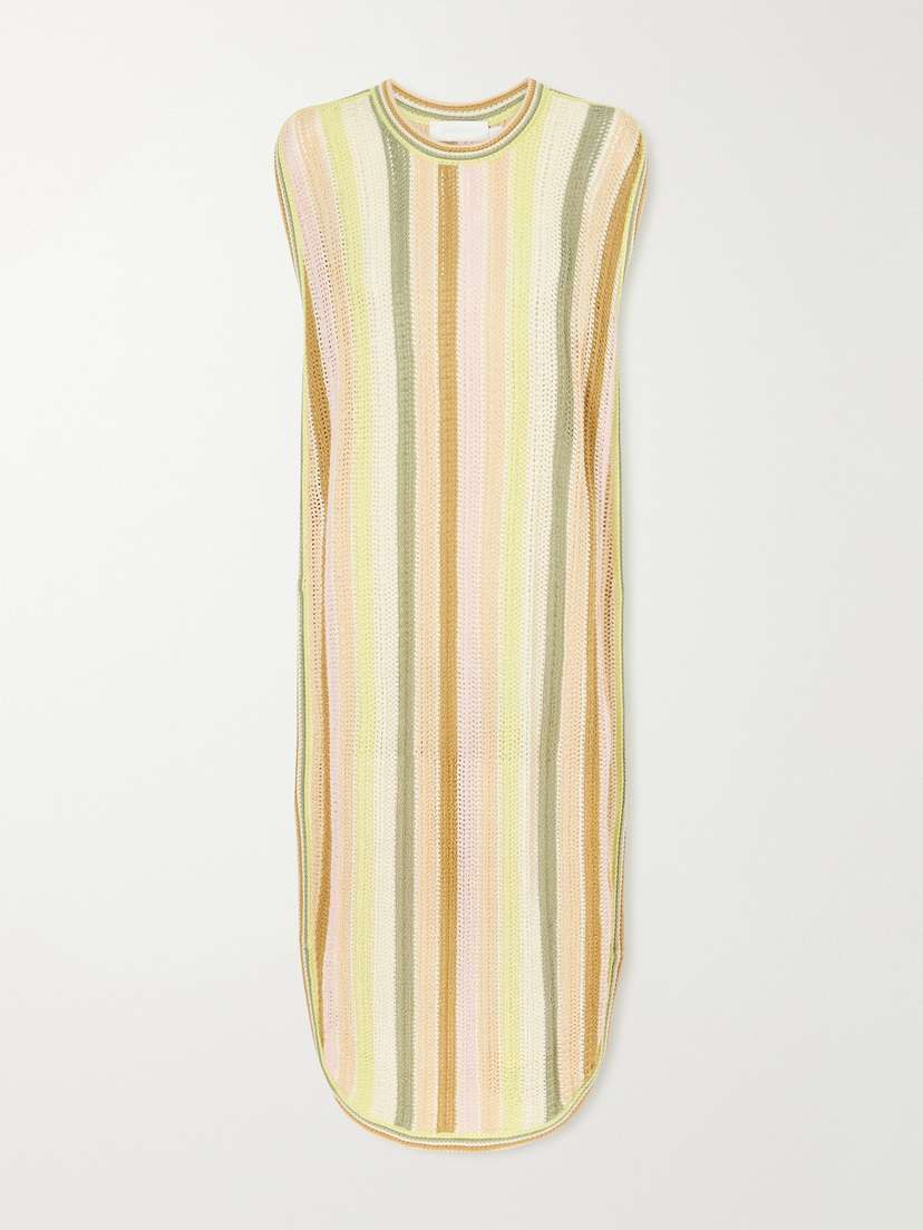 Zimmermann Indra Striped Crocheted Cotton Coverup