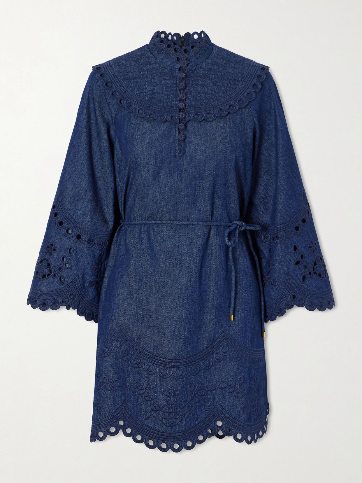 mahon broderie anglaise denim mini dress