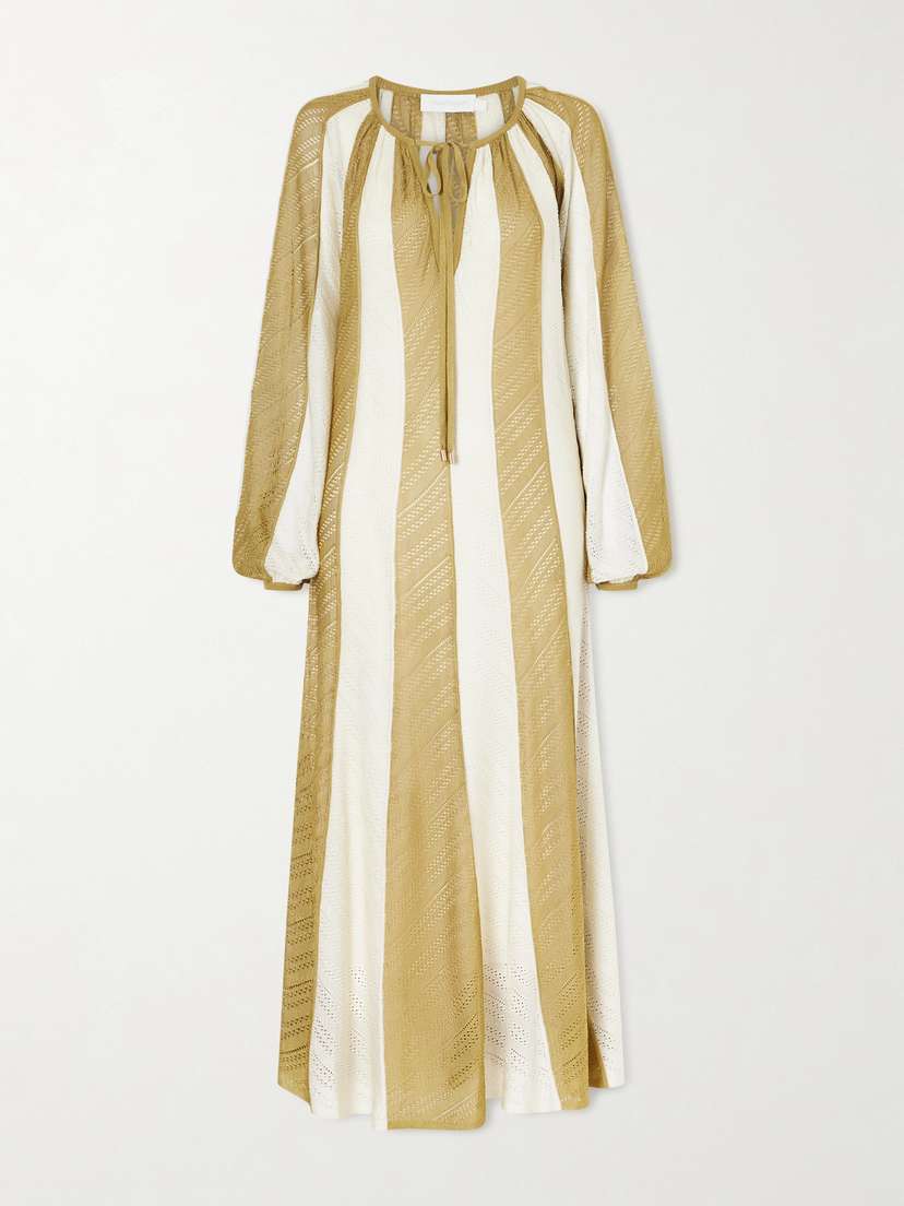 Zimmermann Mahon Splice Striped Mesh Midi Dress