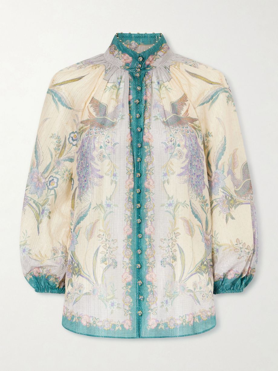 Indra Billow metallic cotton and silk-blend blouse