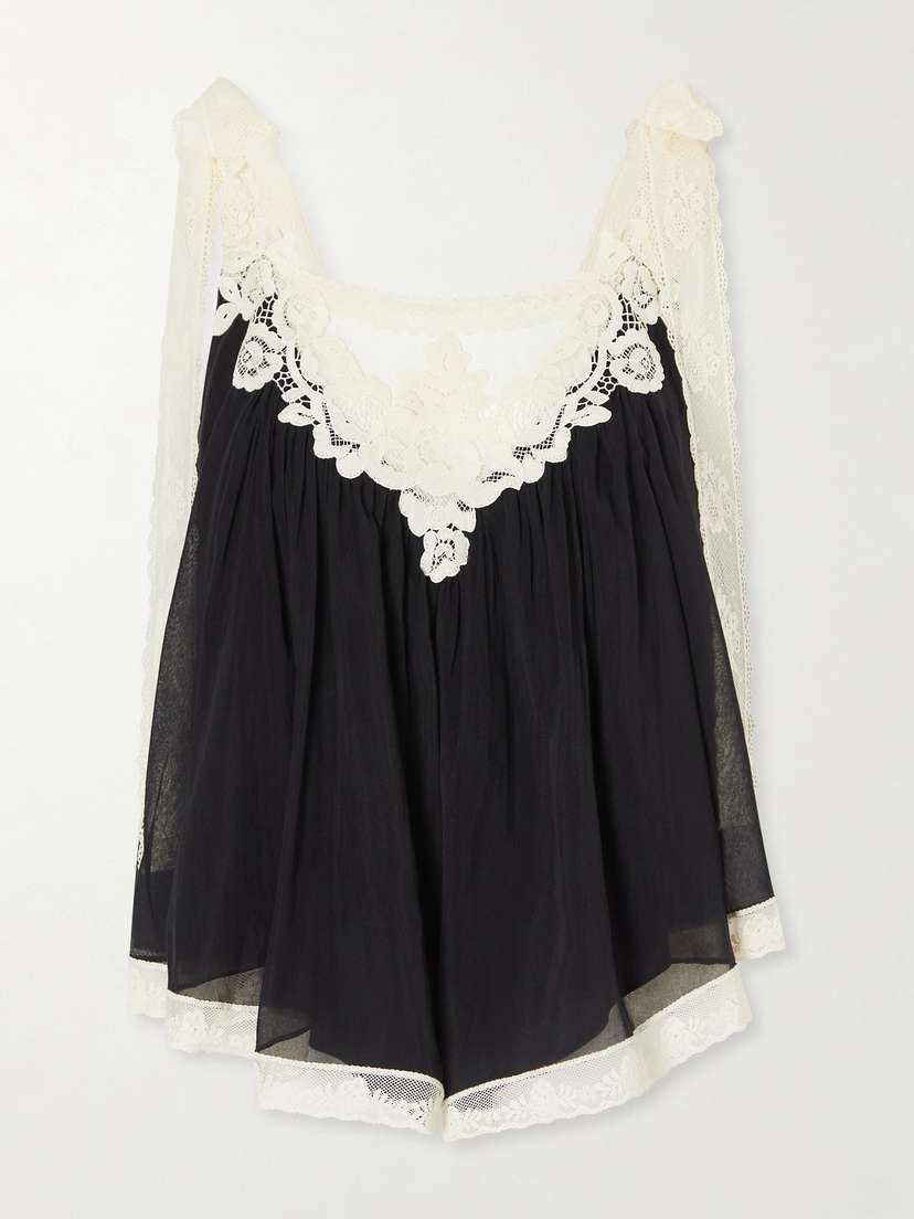 Zimmermann Roselight Lace-trimmed Cotton And Silk-blend Cami Top
