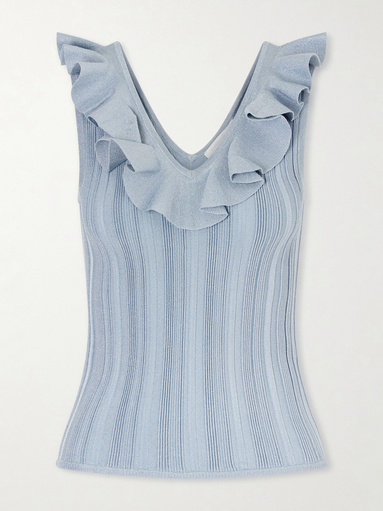 Zimmermann Aster Metallic Ruffled Top In Blue