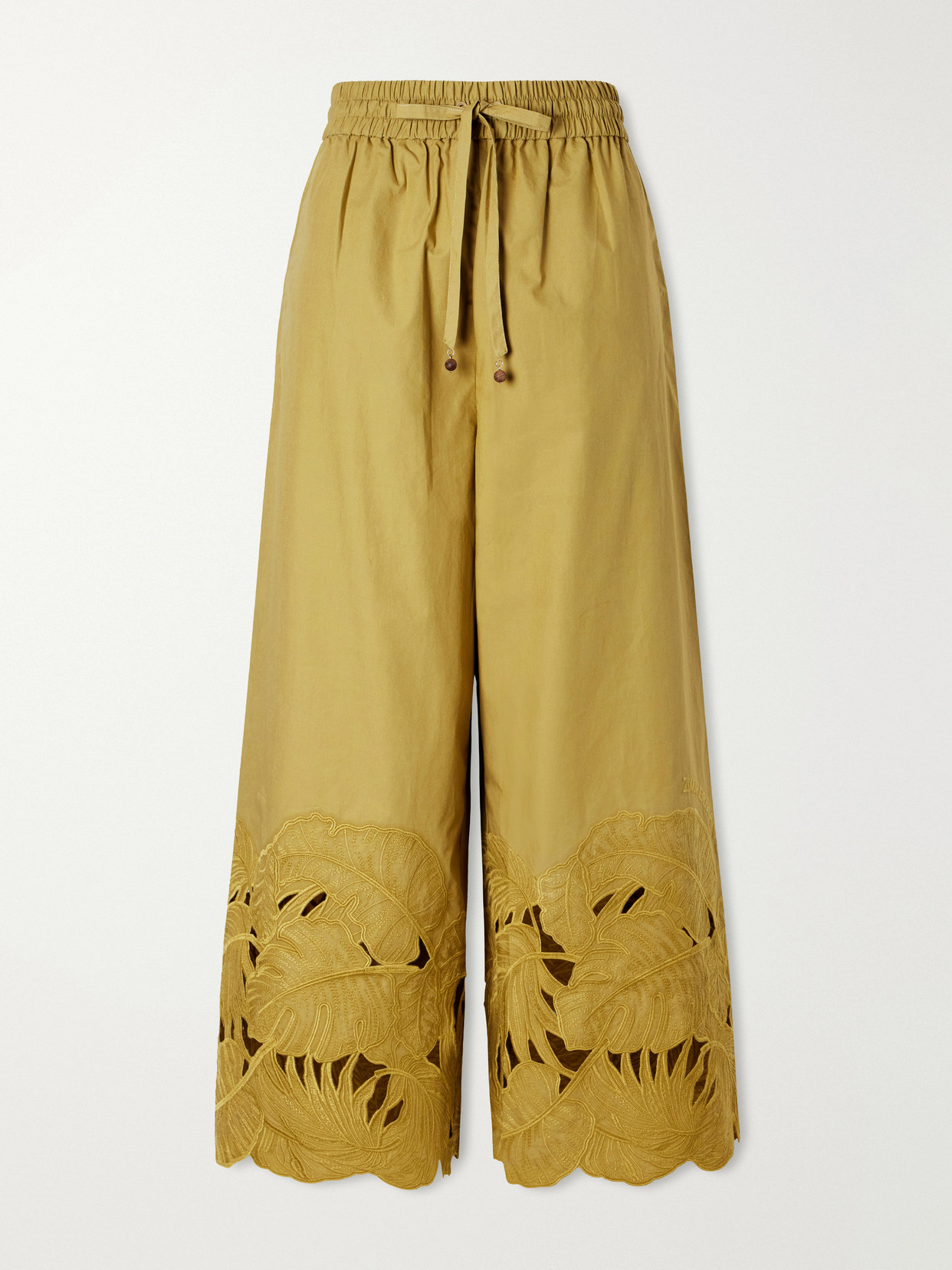 Zimmermann - Mahon Embroidered Cotton Wide-leg Pants - Green