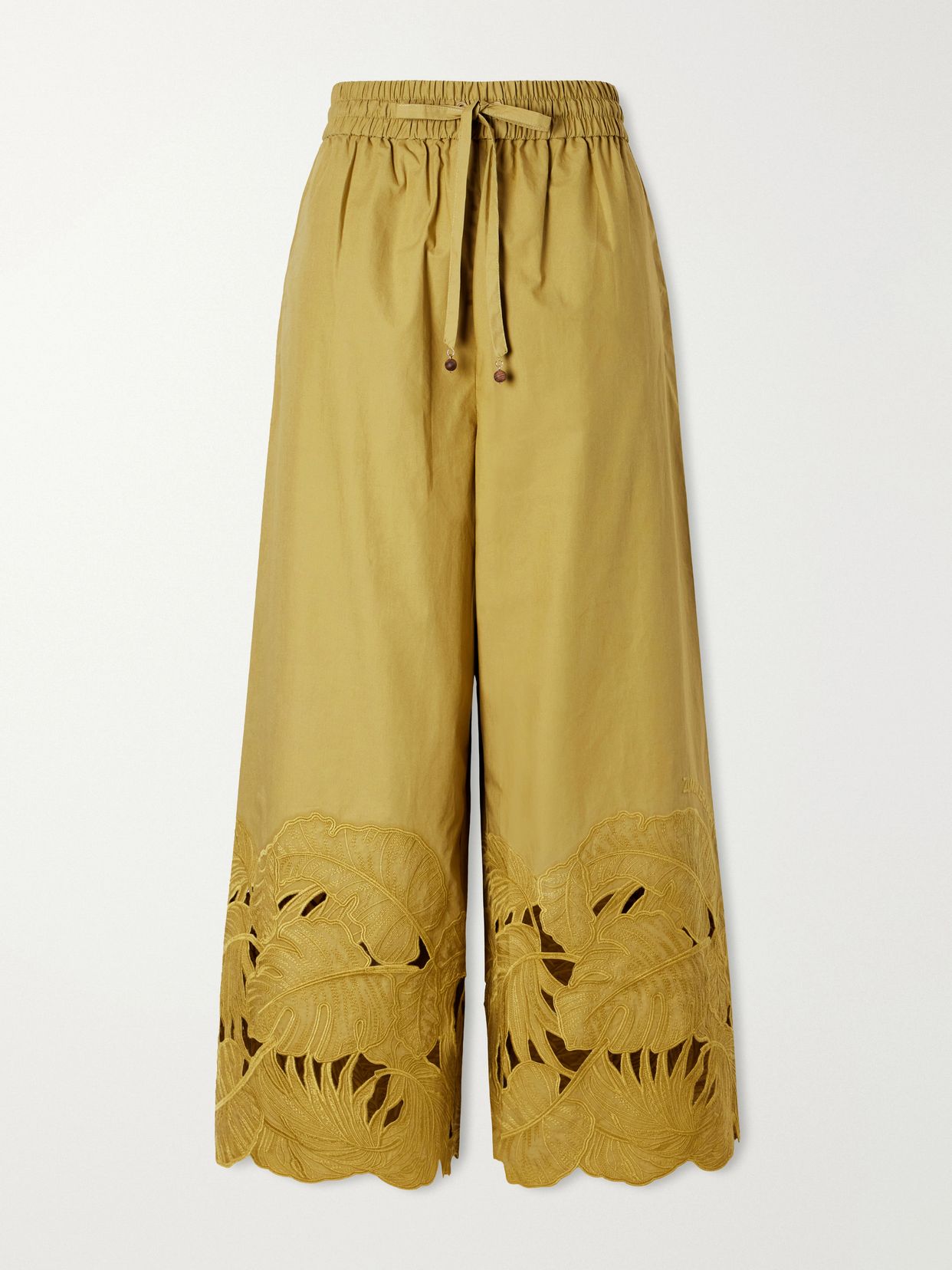 mahon embroidered cotton wide leg pants