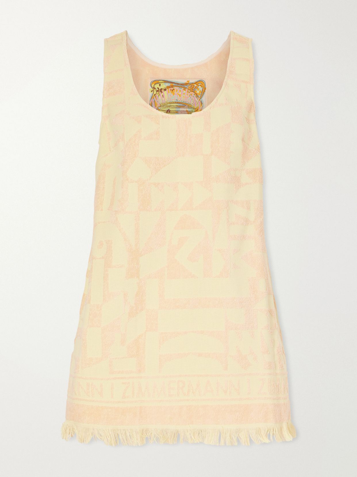 Solstice logo-jacquard fringed cotton-terry mini dress