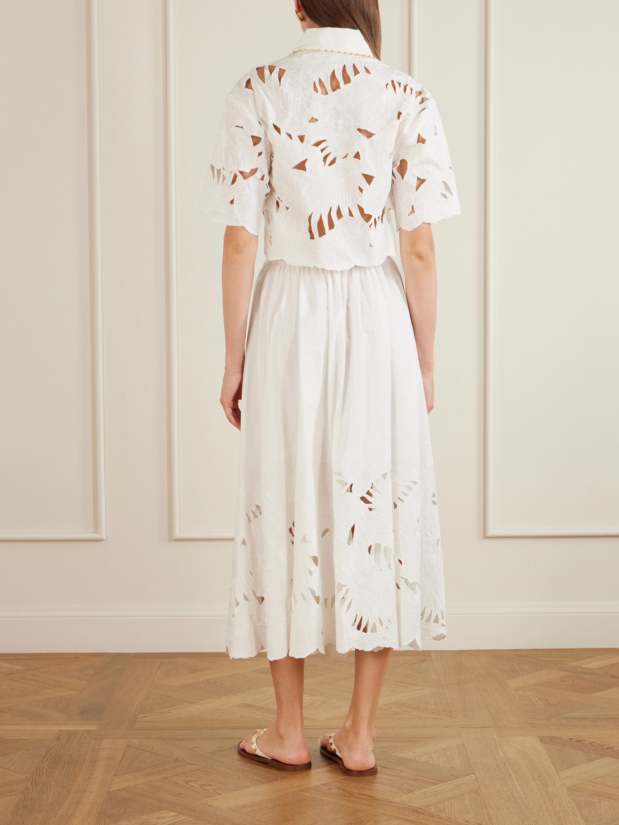 Zimmermann Womens Ivory Mahon Embroidered Cropped Cotton Shirt Xl In White