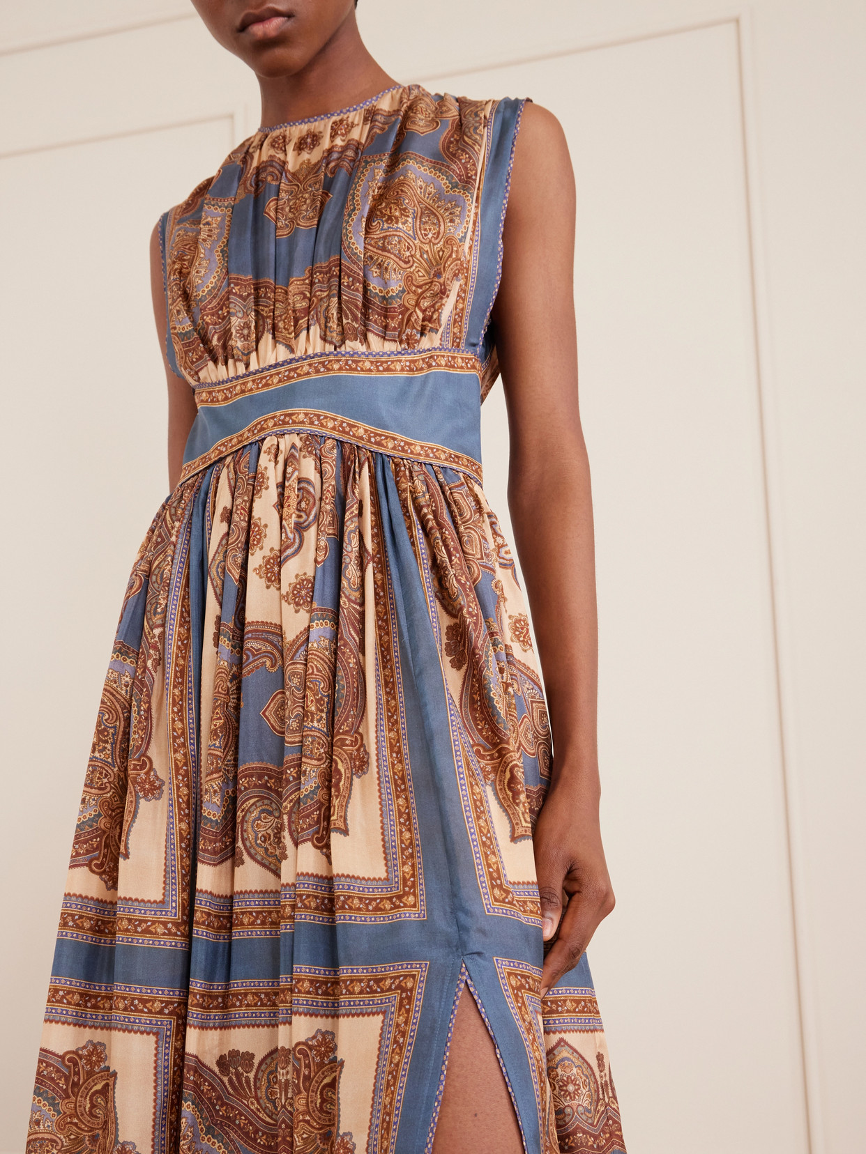 Zimmermann Womens Dark Blue Paisley Mahon Printed Silk Maxi Dress In Animal Print
