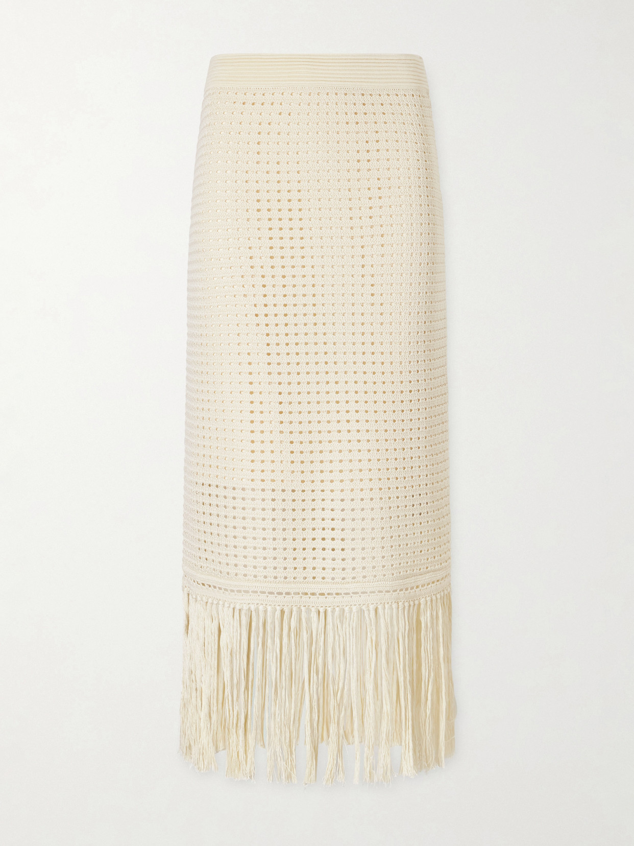 Zimmermann - Indra Fringed Crocheted Cotton Maxi Skirt - Neutrals