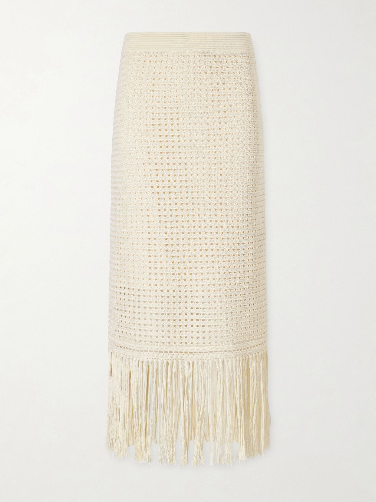 indra fringed crocheted cotton maxi skirt