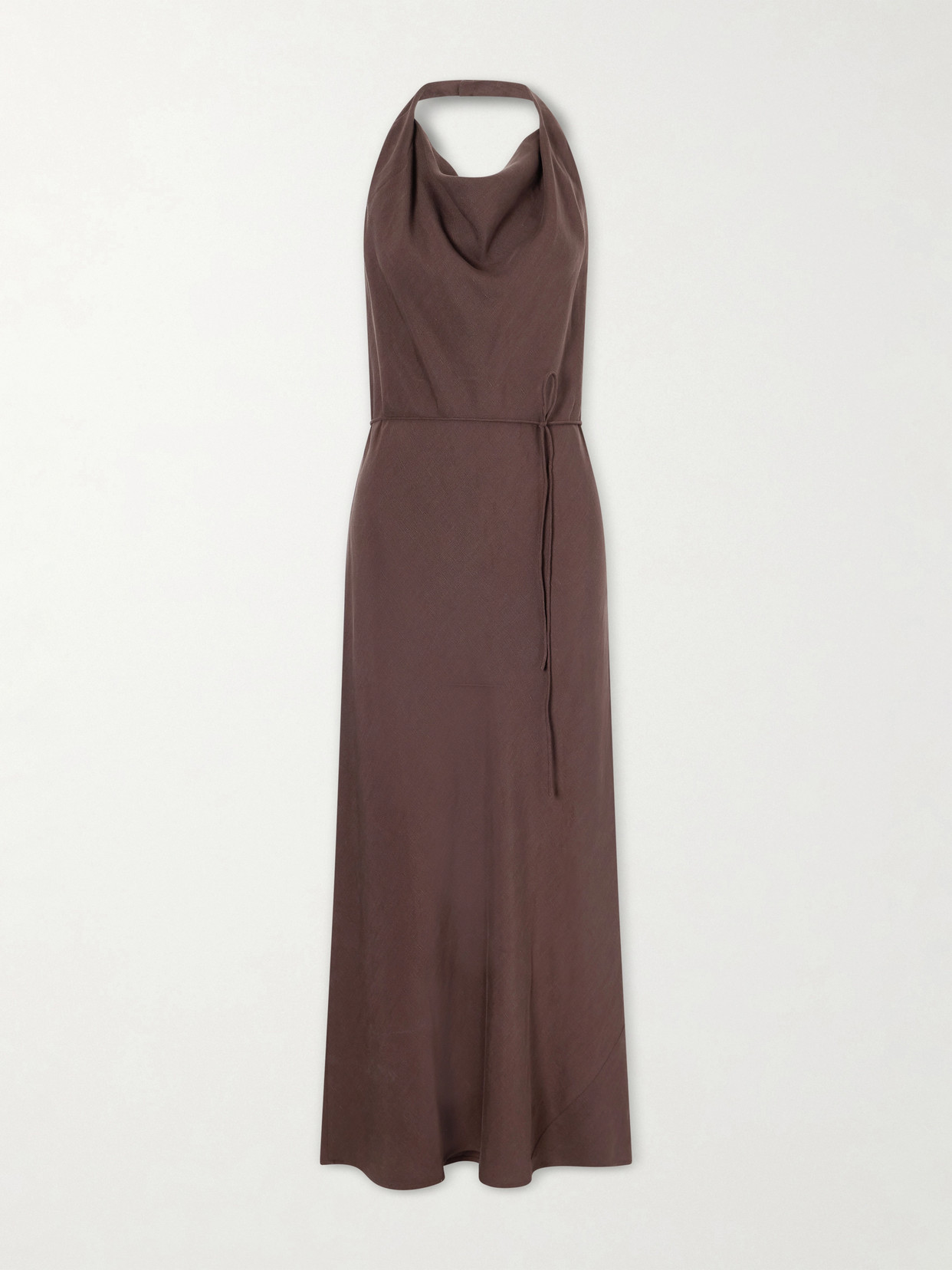 Faithfull Izaro Tencel And Linen-blend Maxi Dress In Brown