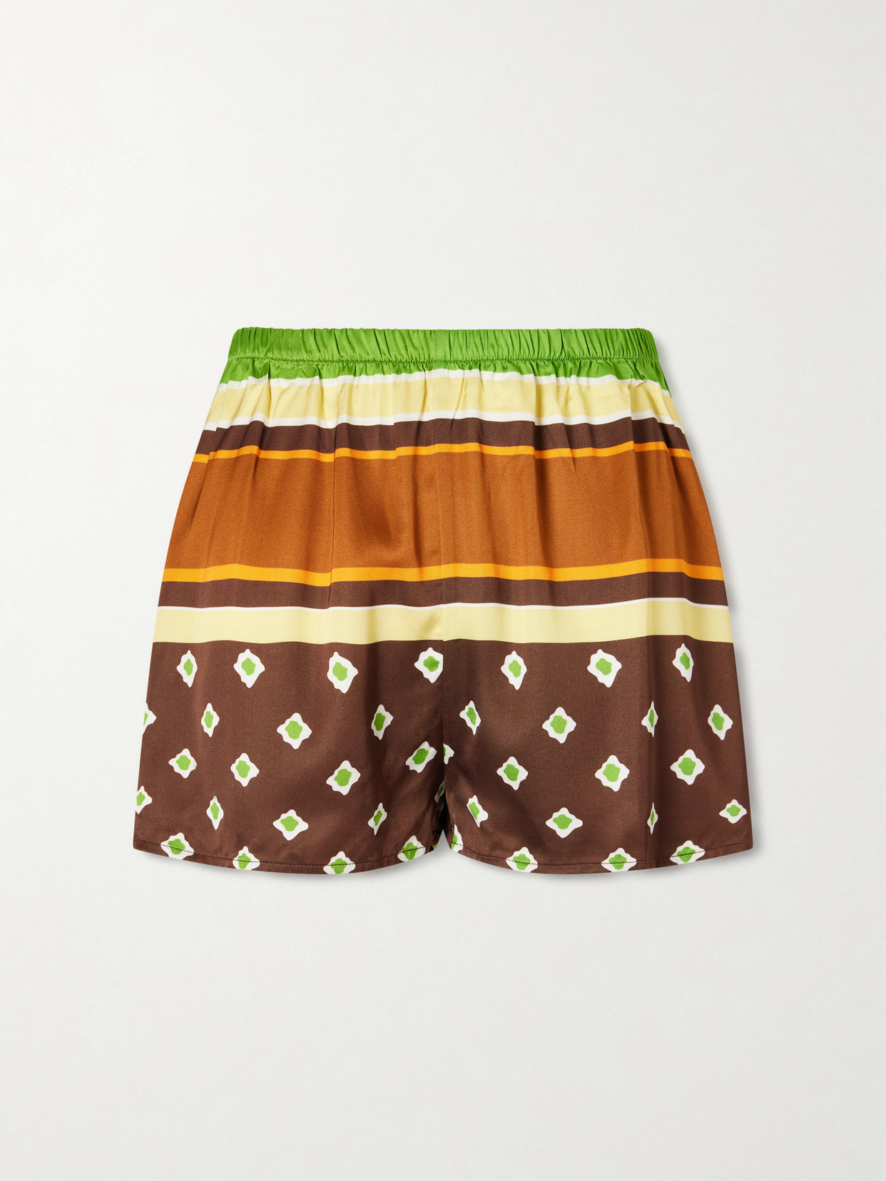 Faithfull Tia Printed Satin Shorts In Brown