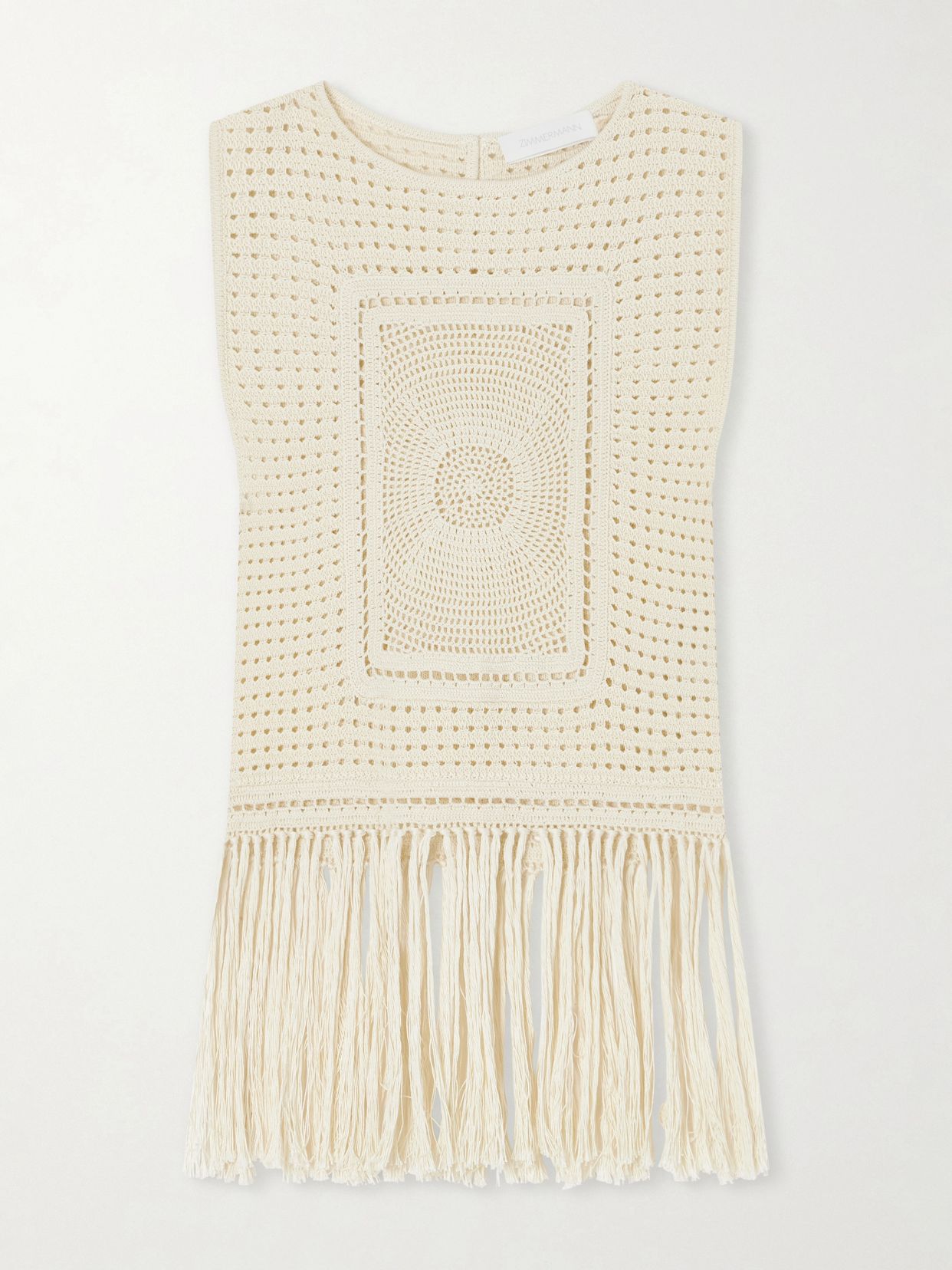 indra fringed crocheted cotton tank top