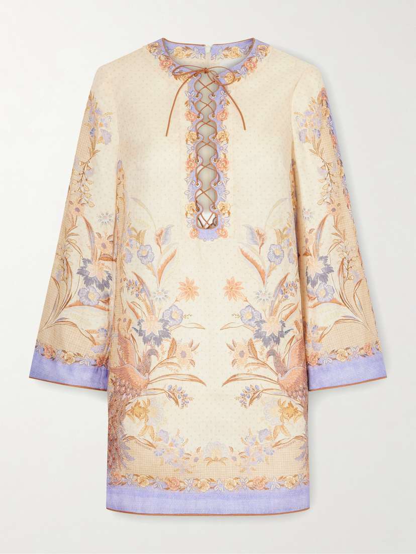 Zimmermann Indra Printed Linen Mini Dress