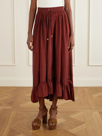 Zimmermann Aster ruffled silk maxi skirt
