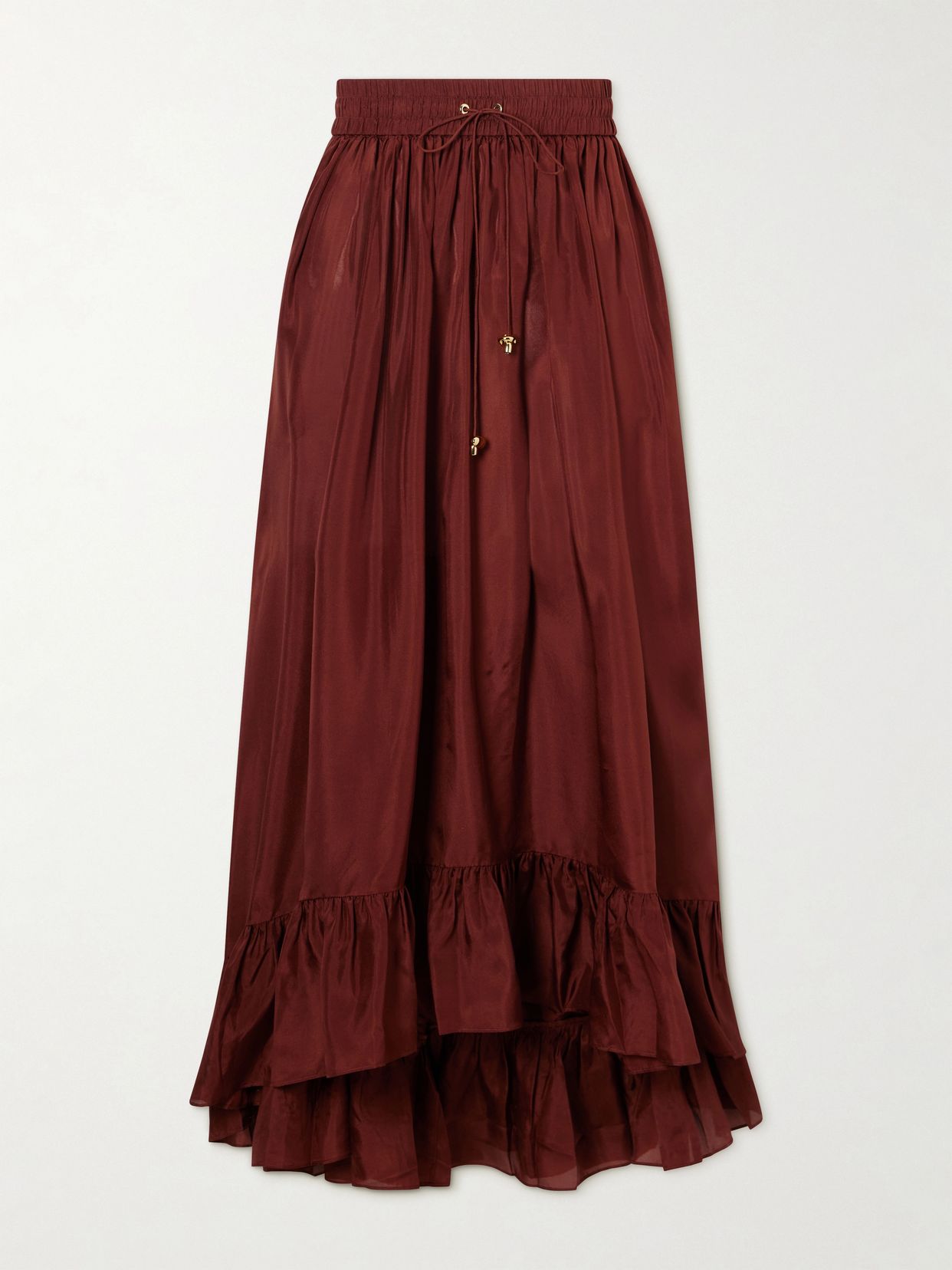 Aster ruffled silk maxi skirt