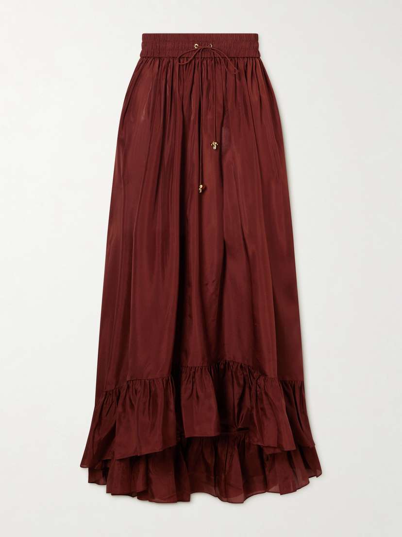 Zimmermann Aster Ruffled Silk Maxi Skirt