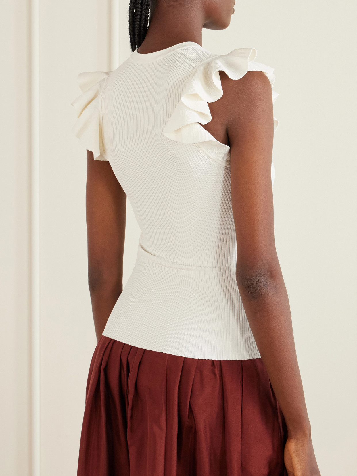 Aster Frill Racer Ribbed-Knit Tank