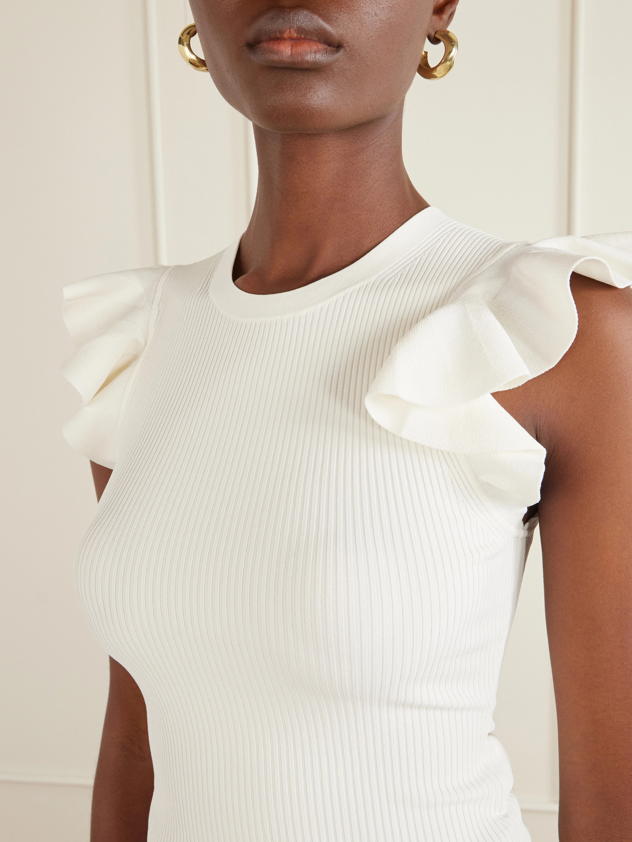 Aster Frill Racer Ribbed-Knit Tank