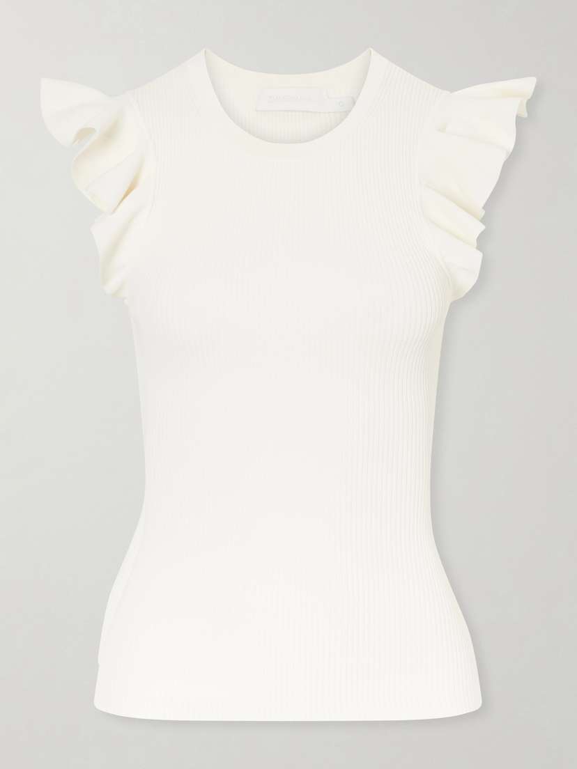 Zimmermann Aster Frill Racer Ribbed-knit Tank
