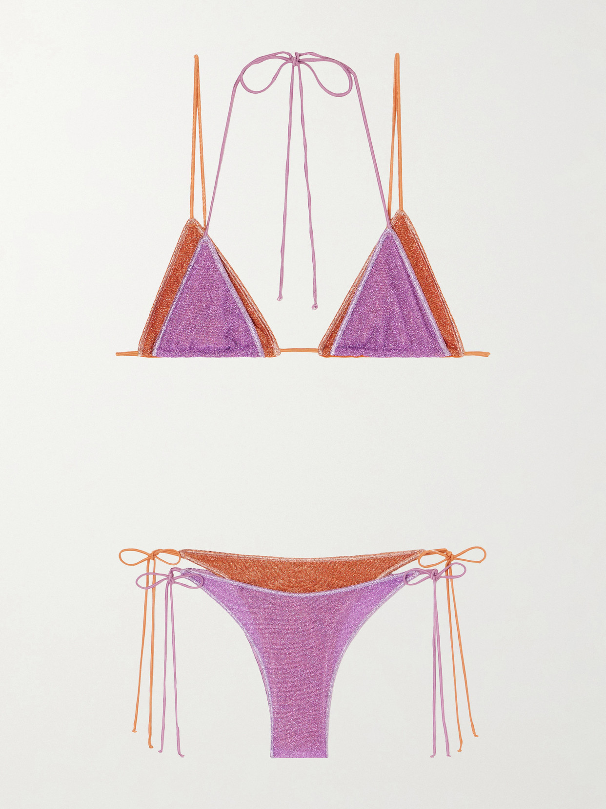 Oseree Lumiere Double Metallic Bikini In Purple