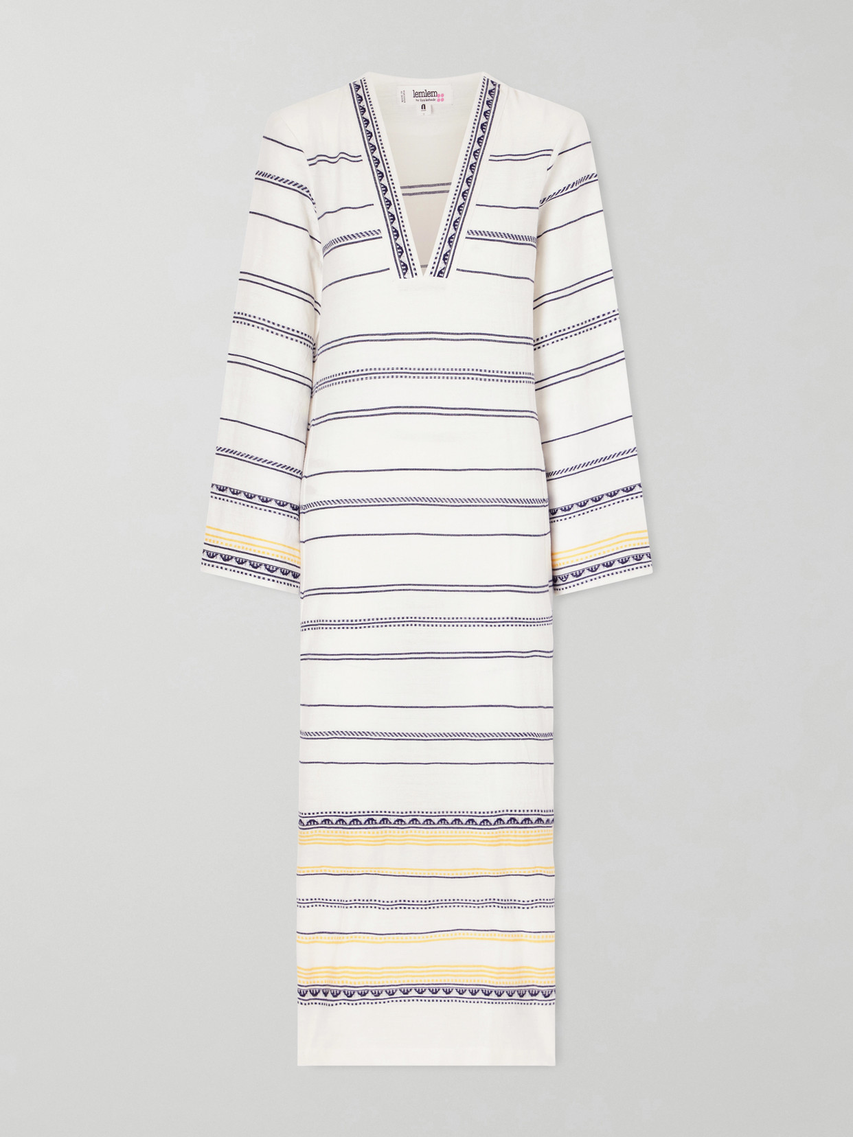 Lemlem Theodora Striped Linen Maxi Dress In White