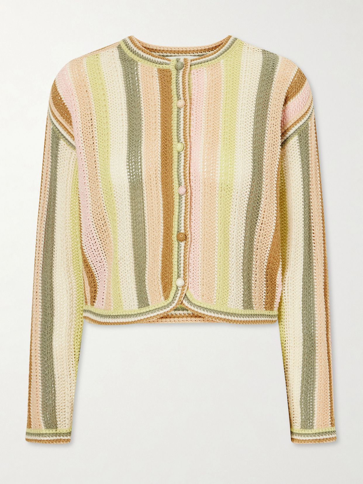 striped crocheted cotton cardigan