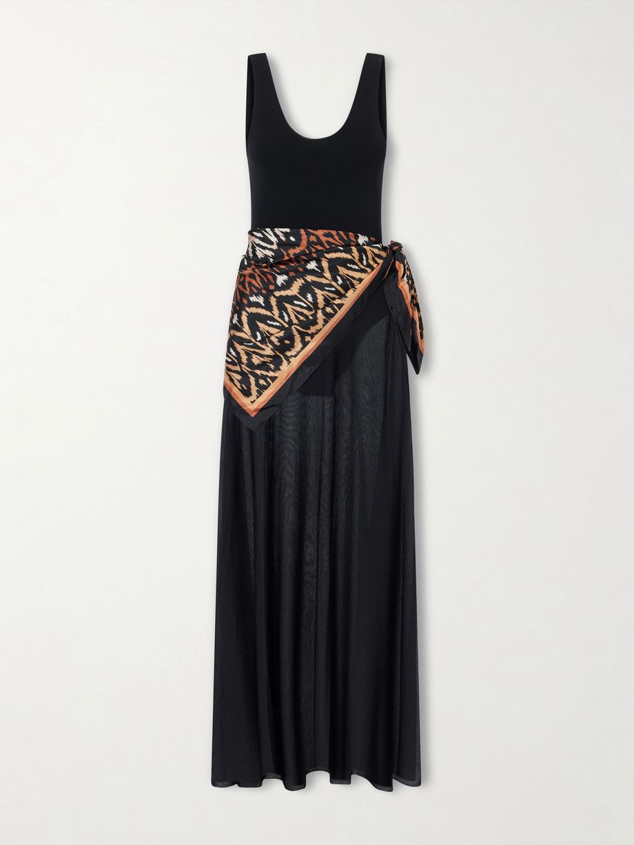 Aster scarf-detailed organza maxi dress