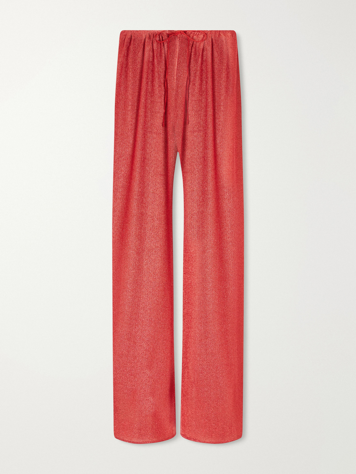 Oseree Lumière Metallic Lurex Wide-leg Pants In Red