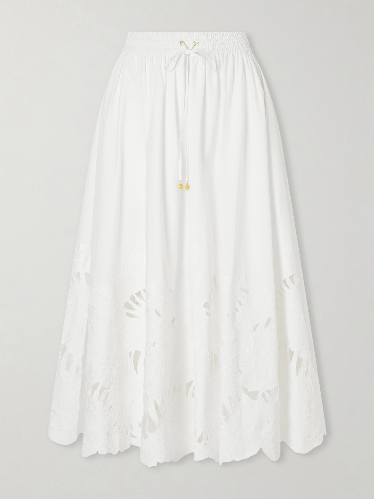 Zimmermann - Mahon Embroidered Cotton Midi Skirt - Neutrals