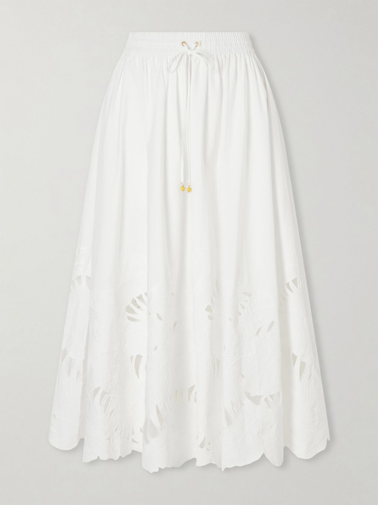mahon embroidered cotton midi skirt